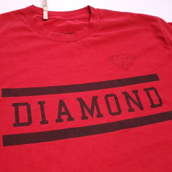 Diamond Casual Crew Neck Graphic Short Sleeve T-Shirt Mens Size L Red Black - Picture 5 of 10